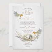 Invitation Fête de Bébé à l'aquarelle Rustique avec Oiseaux e (Devant)