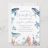 Invitation Fête de Bébé à l'Aquarelle Sous la Mer (Devant)