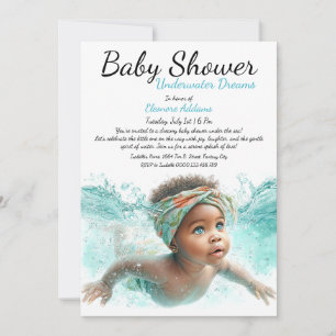 Invitation Fête de Bébé à l'Aquarelle Sous-Marin