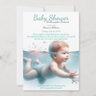 Invitation Fête de Bébé à l'Aquarelle Sous-Marin