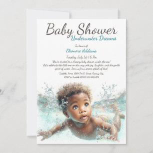 Invitation Fête de Bébé à l'Aquarelle Sous-Marin