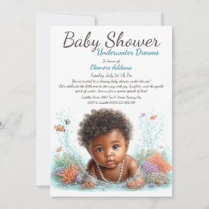 Invitation Fête de Bébé à l'Aquarelle Sous-Marin