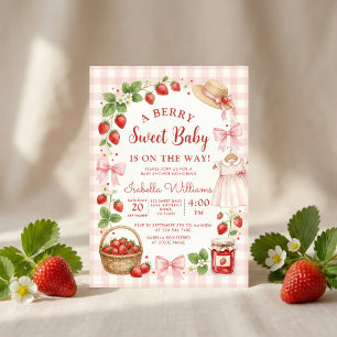 Invitation Fête de bébé à l'arc de fraise Premier Berry Sucré