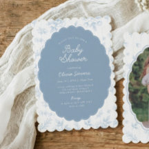 Fête de bébé à motif floral bleu toile de Jouy vin