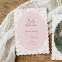 Fête de bébé à motif floral rose toile vintage