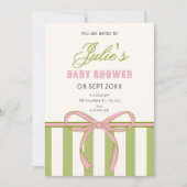 Invitation Fête de bébé à nœud (Devant)