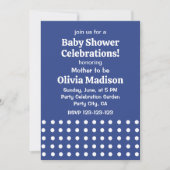 Invitation Fête de bébé à pois bleus et blancs (Devant)