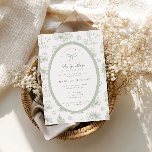 Invitation Fête de bébé à ruban de toile de bois de conte de 