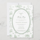 Invitation Fête de bébé à ruban de toile de bois de conte de  (Devant)