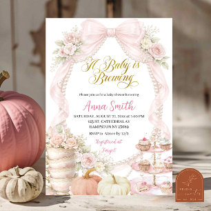Invitation Fête de bébé à thème citrouille d'automne et thé a