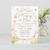 Invitation Fête de bébé abeille jaune florale pour future mam (Debout devant)