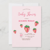 Invitation Fête de bébé Adorable Glitter Fraises Points (Devant)