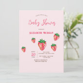 Invitation Fête de bébé Adorable Glitter Fraises Points (Debout devant)