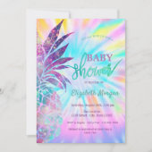 Invitation Fête de bébé Adorable Tie-Dye Ananas (Devant)