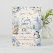 Invitation Fête de bébé ange de neige (Debout devant)