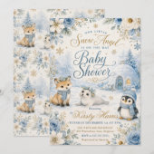 Invitation Fête de bébé ange de neige (Devant / Derrière)