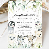 Invitation Fête de Bébé Animaux Arctiques d'Hiver