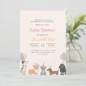 Invitation Fête de Bébé Animaux Chiot Mignon Fête (Debout devant)