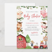 Invitation Fête de Bébé Animaux de Ferme à la Grange (Devant / Derrière)
