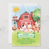 Invitation Fête de Bébé Animaux de Ferme Mignons (Devant)