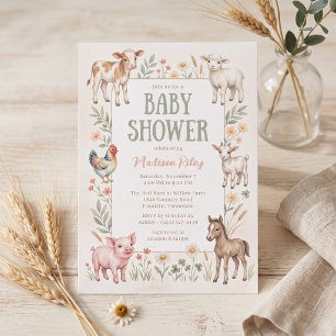 Invitation Fête de Bébé Animaux de la Ferme