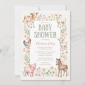 Invitation Fête de Bébé Animaux de la Ferme (Devant)
