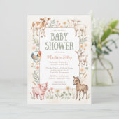 Invitation Fête de Bébé Animaux de la Ferme (Debout devant)
