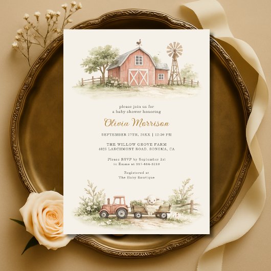 Invitation Fête de Bébé Animaux de la Ferme de la Basse-cour