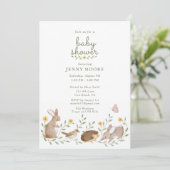 Invitation Fête de Bébé Animaux de la Forêt (Debout devant)