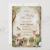 Invitation Fête de Bébé Animaux de la Forêt Enchantée (Devant)