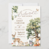 Invitation Fête de Bébé Animaux de la Forêt Enchantée (Devant)
