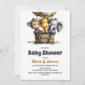 Invitation Fête de Bébé Animaux de Safari (Devant)