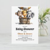 Invitation Fête de Bébé Animaux de Safari (Debout devant)