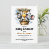 Invitation Fête de Bébé Animaux de Safari (Debout devant)