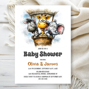 Invitation Fête de Bébé Animaux de Safari