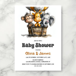 Invitation Fête de Bébé Animaux de Safari