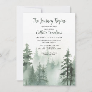 Invitation Fête de Bébé aquarelle aventureuse en forêt