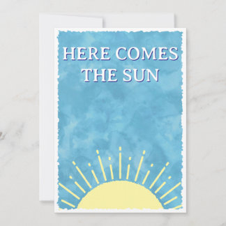 Invitation Fête de Bébé Aquarelle Here Comes The Sun Personna