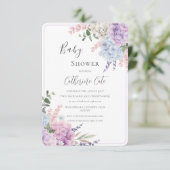 Invitation Fête de bébé aquarelle Hydrangeas (Debout devant)