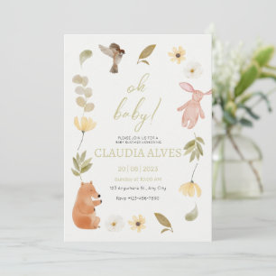 Invitation Fête de bébé aquarelle verte crème en l'honneur de