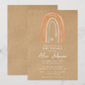 Invitation Fête de bébé arc-en-ciel Bohème rustique (Devant / Derrière)