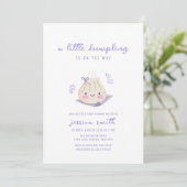 Invitation Fête de bébé Arc-en-ciel Kawaii Bow Dumpling Fille (Debout devant)