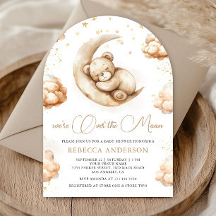 Invitation Fête de Bébé Arc en Ciel Ours en Peluche Neutre