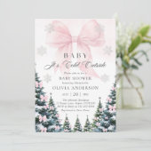 Invitation Fête de bébé Arc en ciel Rose Bébé Il fait froid d (Debout devant)