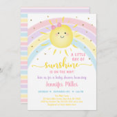 Invitation Fête de bébé Arc-en-ciel Rose Or Pastel Sunshine (Devant / Derrière)