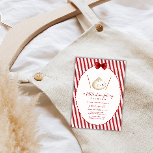 Invitation Fête de bébé arc moderne rouge Dumpling asiatique