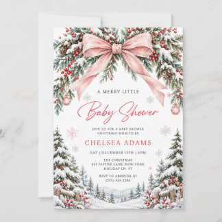 Invitation Fête de bébé arc rose une joyeuse petite douche