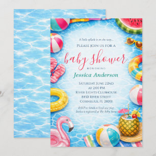 Invitation Fête de bébé au bord de la piscine en été