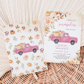 Invitation Fête de Bébé au Camion de Citrouille Rose