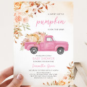 Invitation Fête de Bébé au Camion de Citrouille Rose